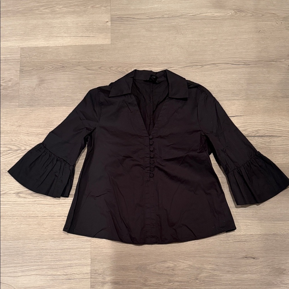 Club Monaco Black Blouse with Bell Sleeves